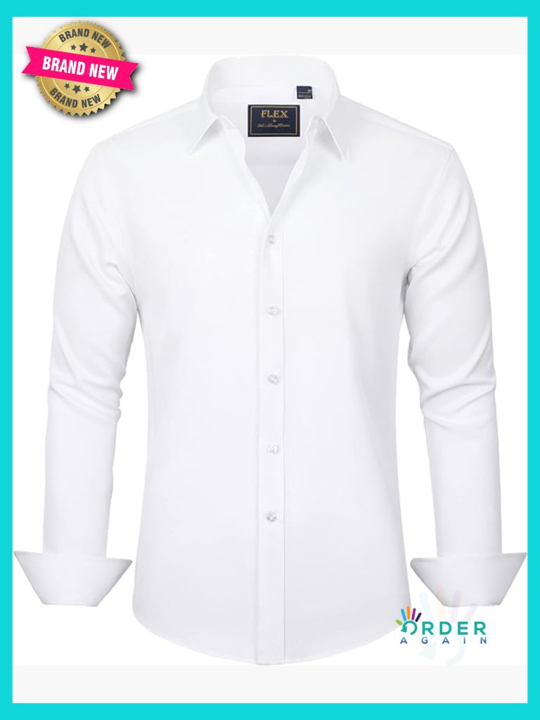 Mens Dress Shirt Button Down Long Sleeve Stretch Wrinkle Free Formal Business
